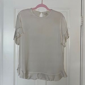Kate Spade Cream/White Blouse with Ruffle Sleeves and Bottom Size M